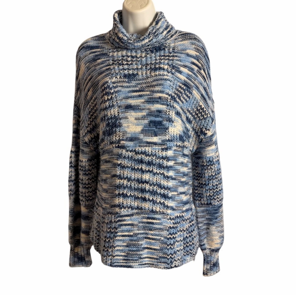 STAUD Benny Blue and White Space Sweater Size Small